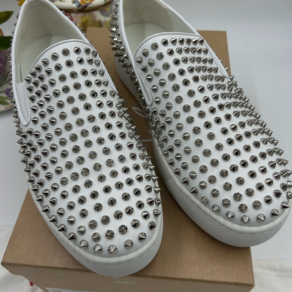 Men's Christian Louboutin roller boat  spiked sneakers size 45 made in Italy - Picture 2 of 11